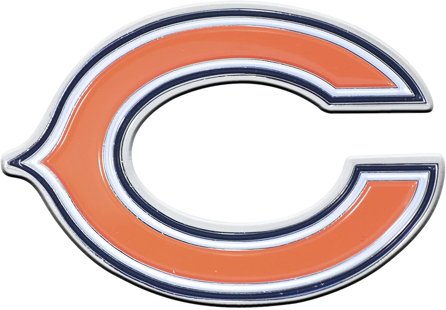 Chicago Bears Premium Solid Metal Raised Auto Emblem, C Logo, Shape Cut, Adhesive Backing