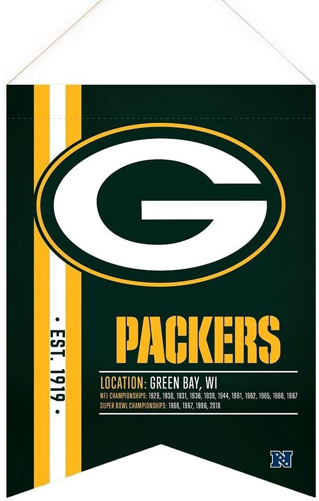 Green Bay Packers 18 x 24 Inch Scroll Flag Banner Premium Quality Soft Felt