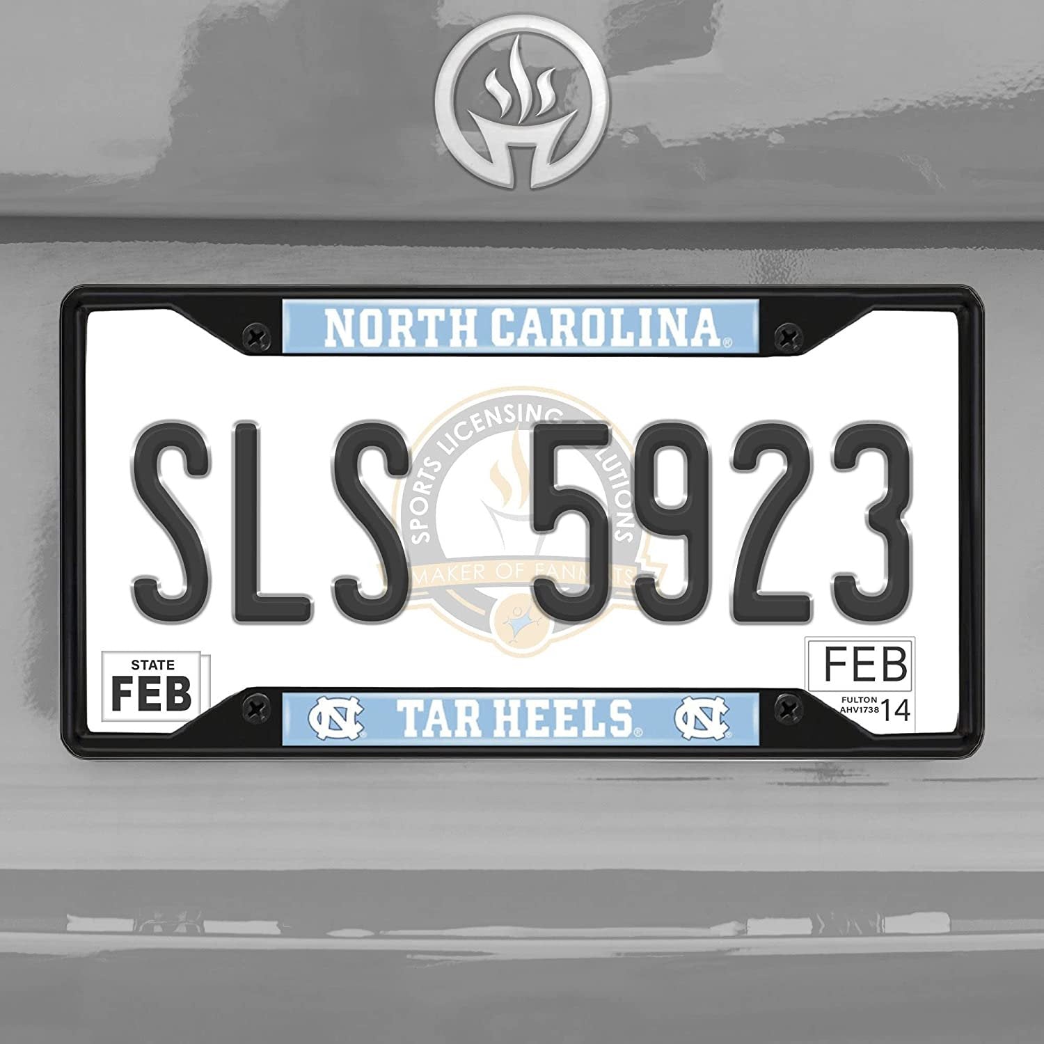 University of North Carolina Tar Heels Black Metal License Plate Frame Chrome Tag Cover 6x12 Inch