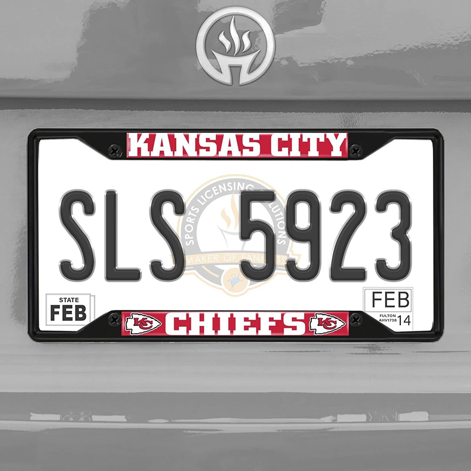 Kansas City Chiefs Black Metal License Plate Frame Tag Cover, 6x12 Inch