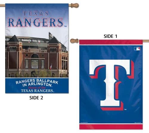 Texas Rangers Premium Double Sided Banner Flag, 28x40 Inch, Logo and Stadium Design