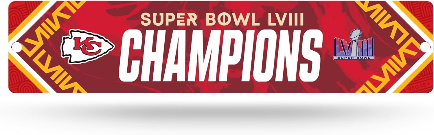 Kansas City Chiefs 2024 Super Bowl LVIII Champions Plastic Street Sign 16x4 Inch, Home/Office/Bedroom Décor