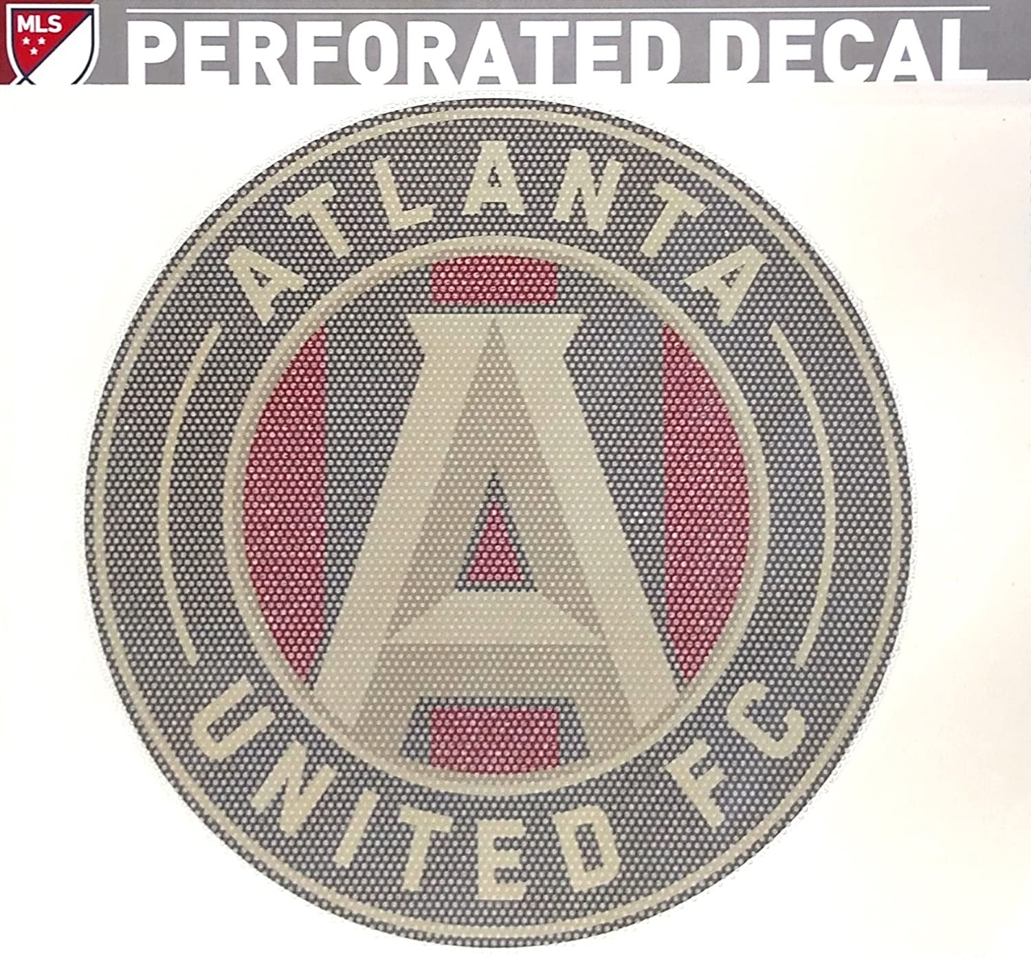 Atlanta United FC 8 Inch Preforated Window Film Decal Sticker, One-Way Vision, Adhesive Backing