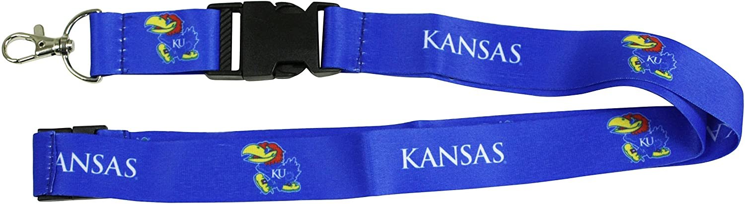 University of Kansas Jayhawks Lanyard Keychain Double Sided Breakaway Safety Design Adult 18 Inch