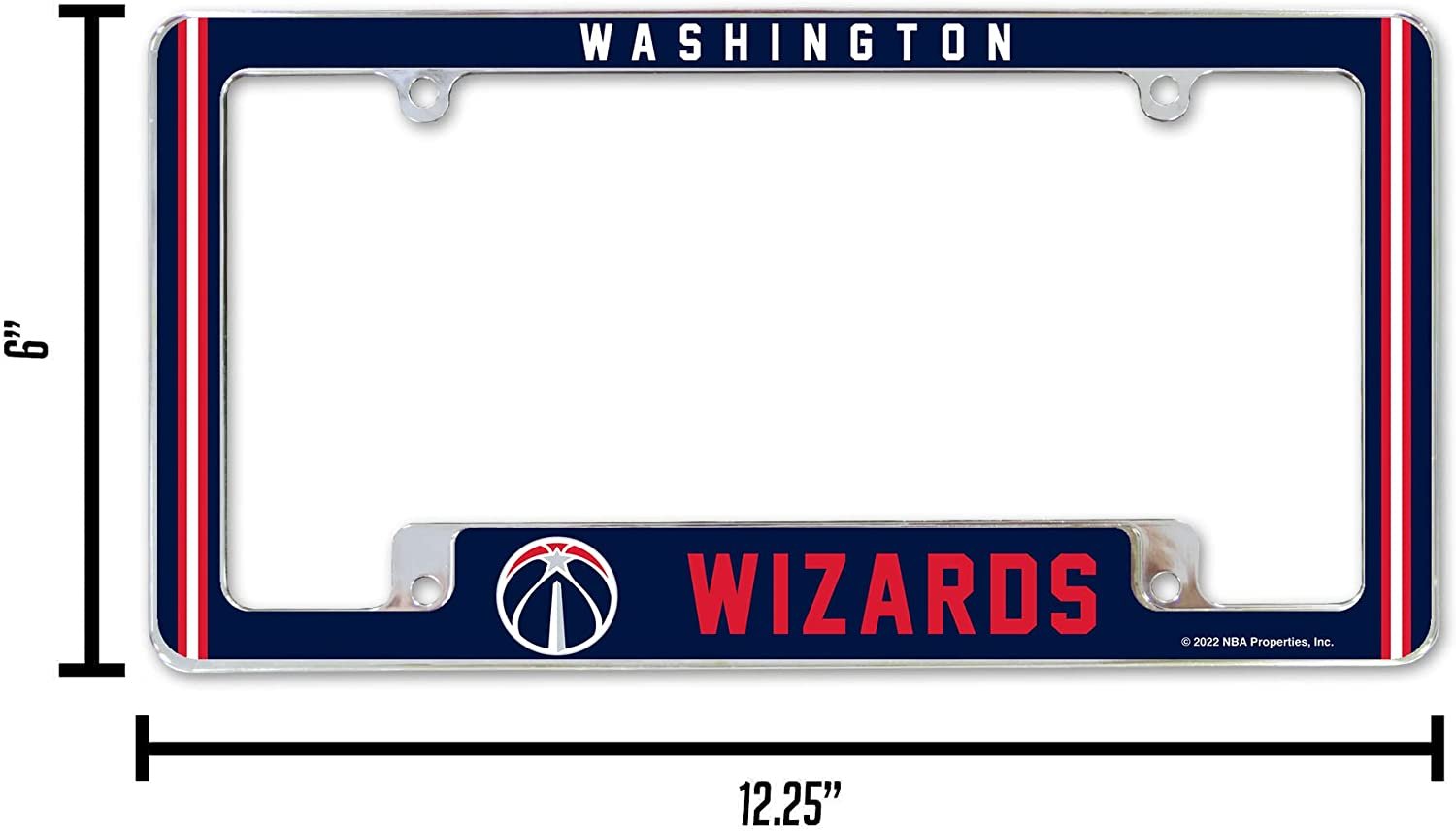 Washington Wizards Metal License Plate Frame Chrome Tag Cover Alternate Design 6x12 Inch