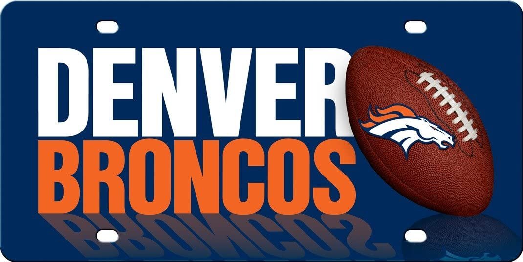 Denver Broncos PRINTED Deluxe Acrylic Laser License Plate Tag Football