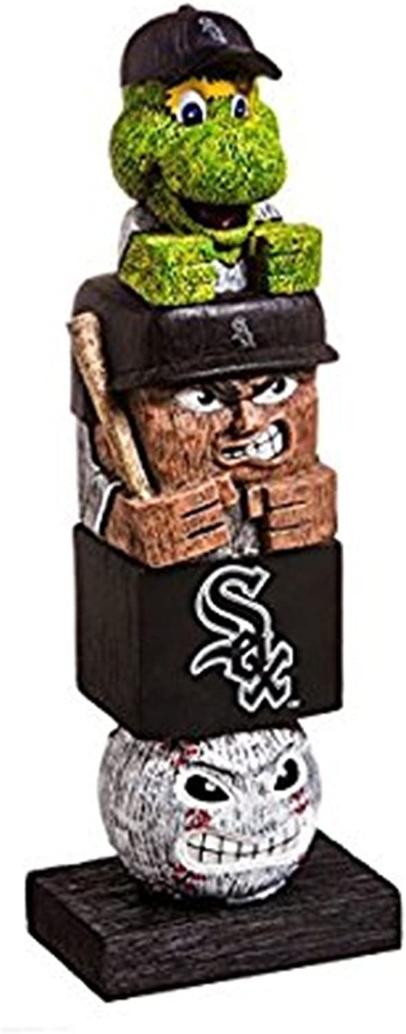Chicago White Sox Garden Statue, Tiki Totem Style, Outdoor or Indoor Use, 16 Inch Tall, Beautiful Hand Painted Resin Construction