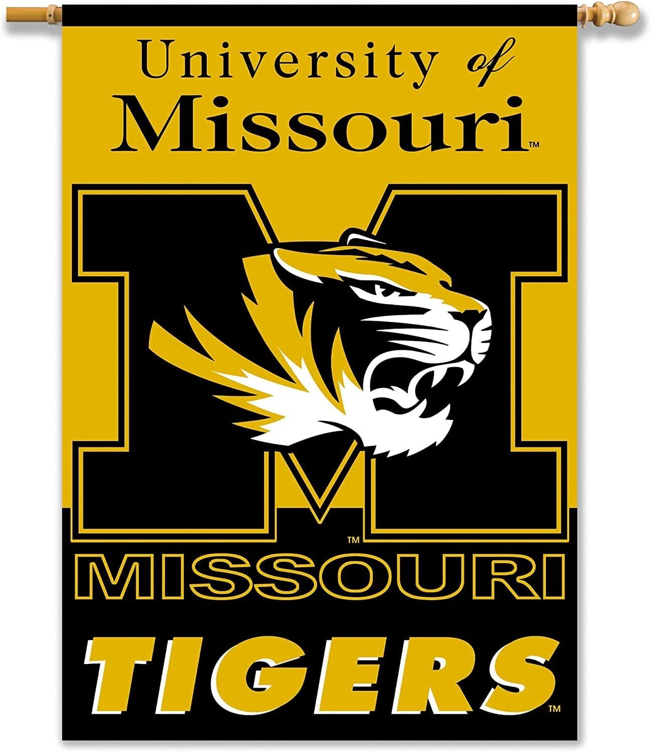 University of Missouri Tigers Premium 2-Sided 28x40 Inch Banner Flag with Pole Sleeve