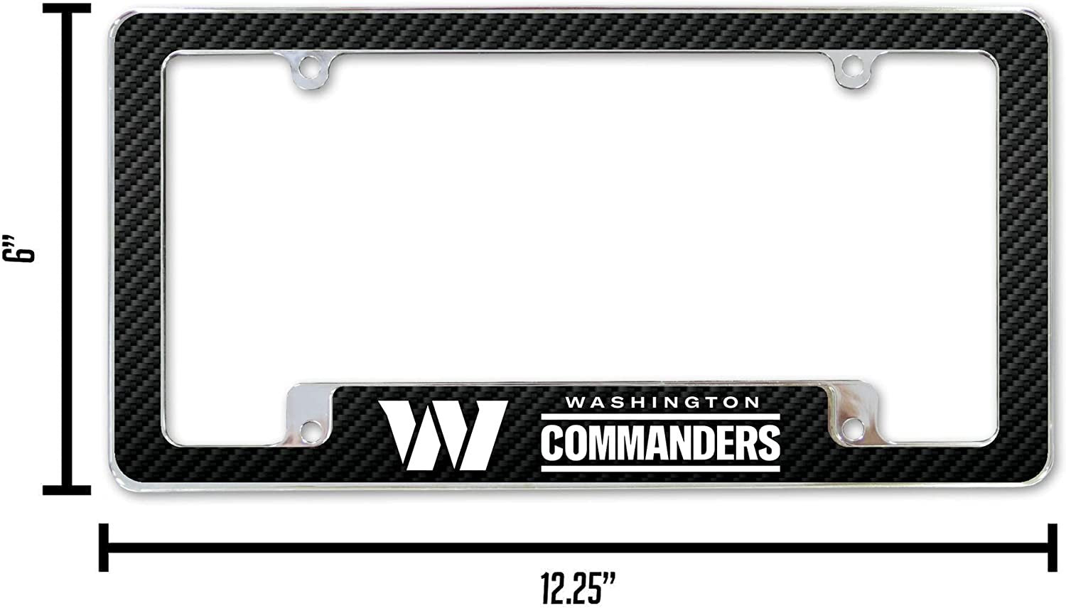 Washington Commanders Metal License Plate Frame Tag Cover Carbon Fiber Design 12x6 Inch