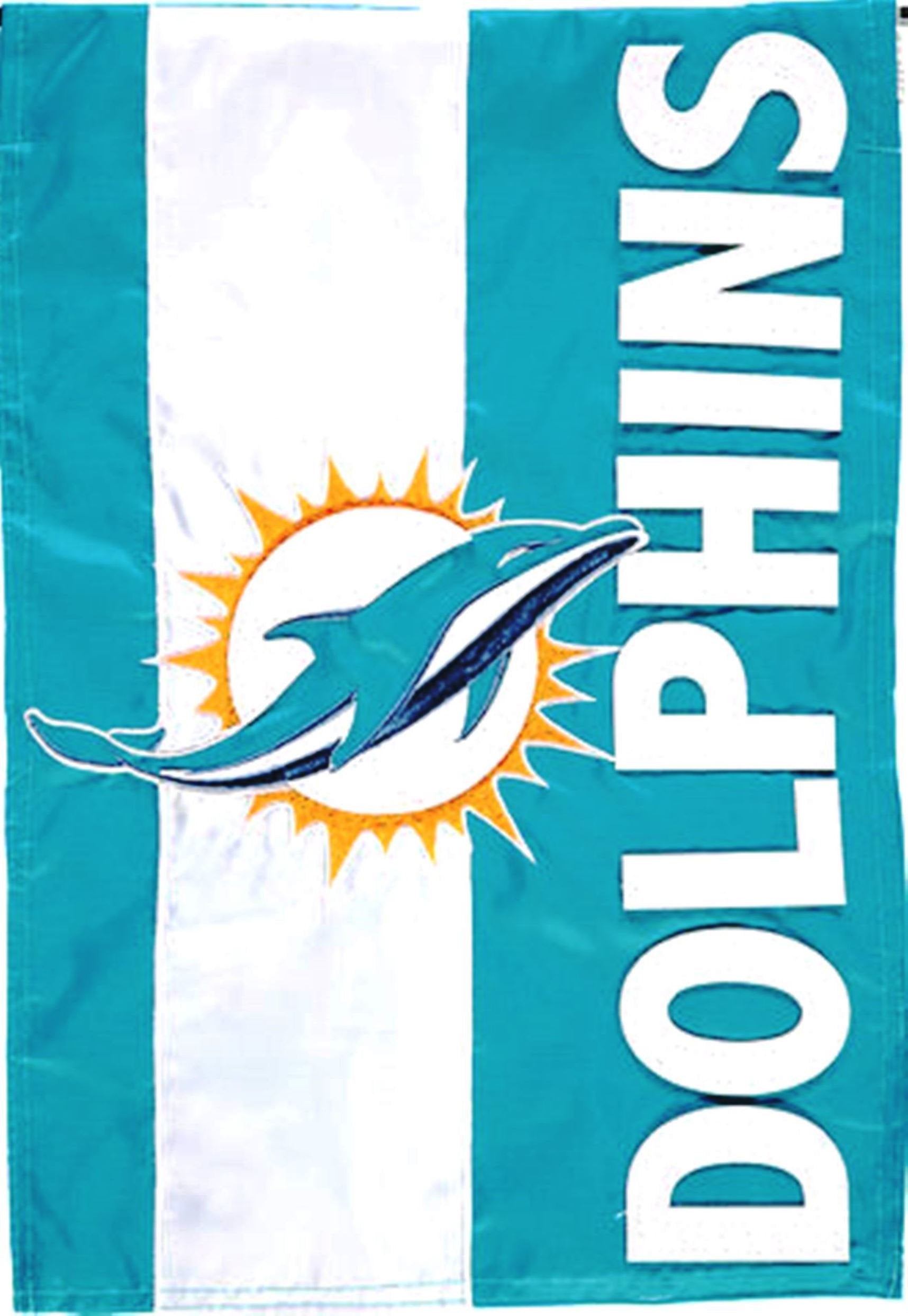 Miami Dolphins Premium Garden Flag Banner, Double Sided, Embroidered Applique, 13x18 Inch