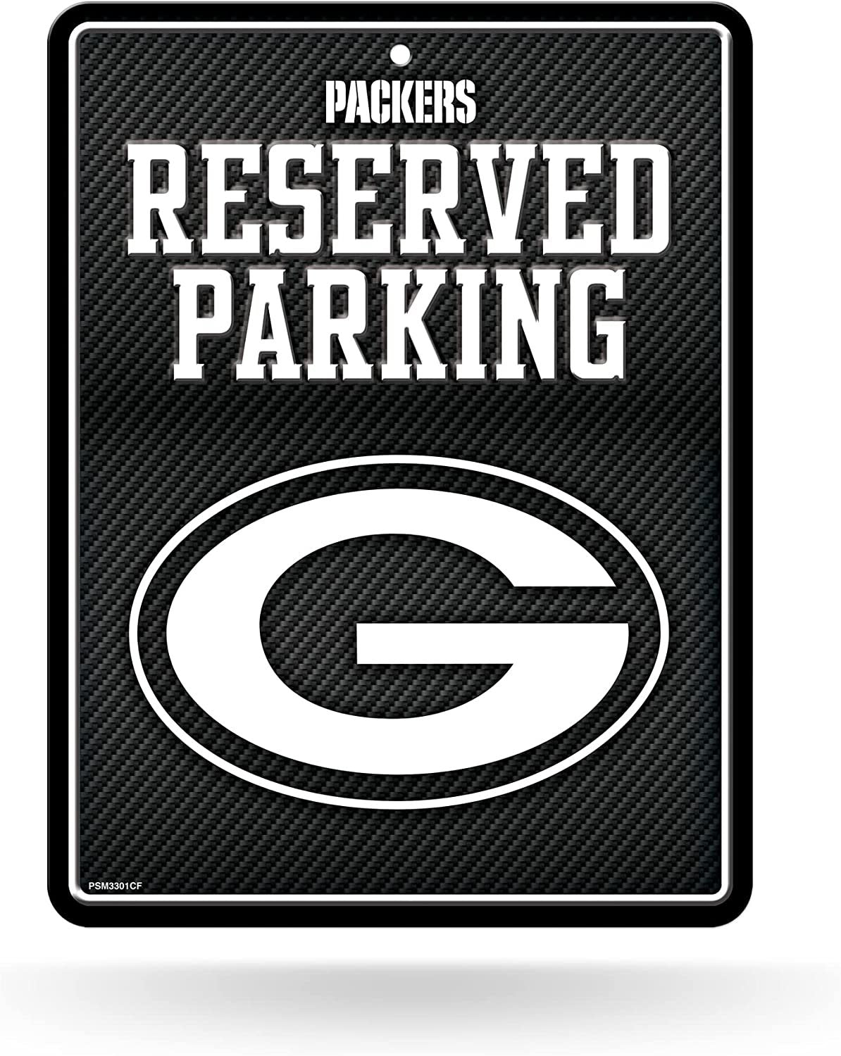 Green Bay Packers Metal Parking Novelty Wall Sign 8.5 x 11 Inch Carbon Fiber Design
