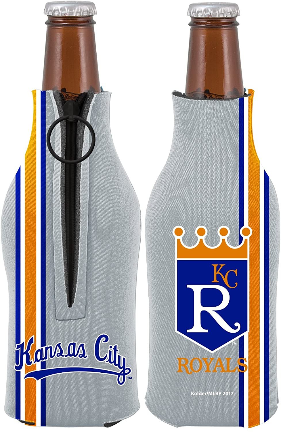 Kansas City Royals 2-Pack Zipper Bottle Retro Throwback Beverage Insulator Neoprene Holder Cooler Coolie Baseball