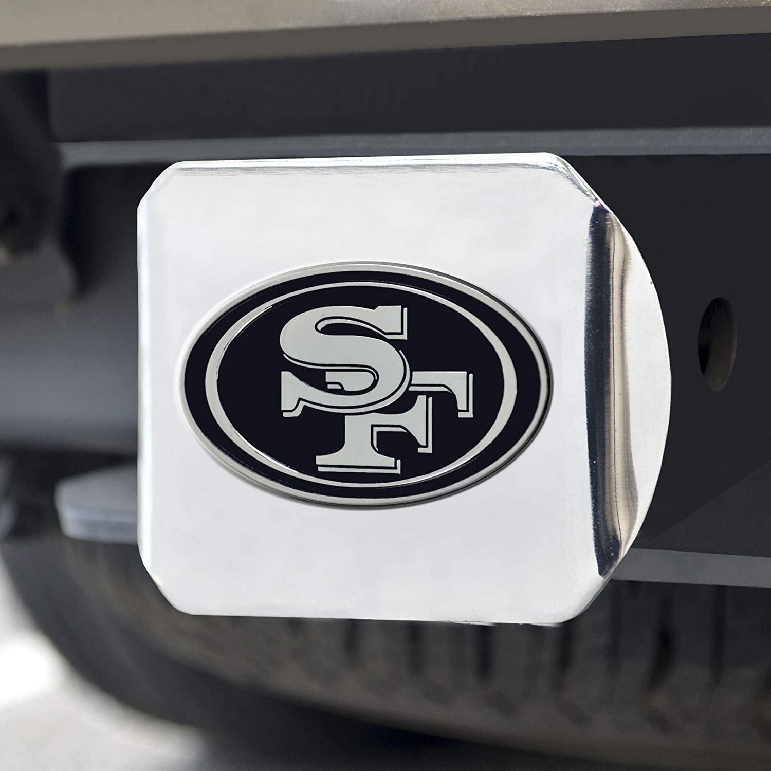 San Francisco 49ers Solid Metal Hitch Cover with Chrome Metal Emblem 2 Inch Square Type III