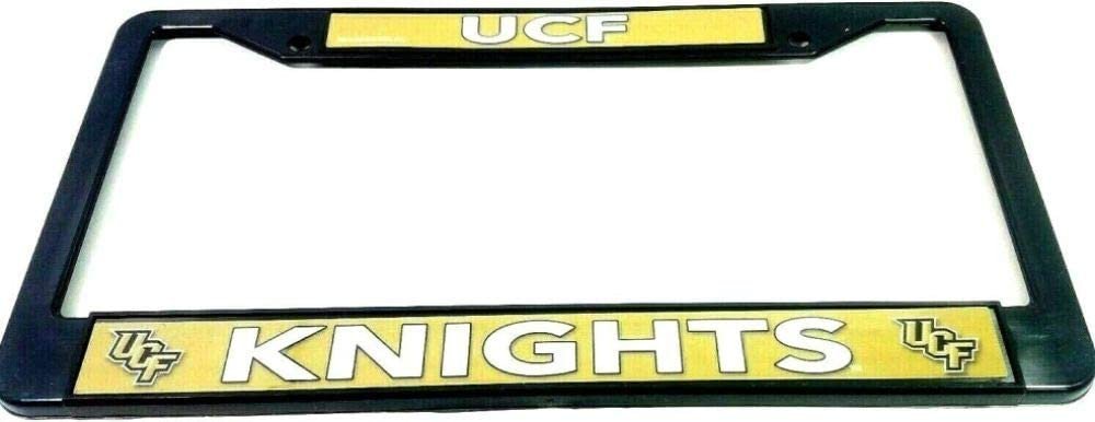 University of Central Florida UCF Knights Black Plastic License Plate Frame Tag Cover, 12x6 Inch