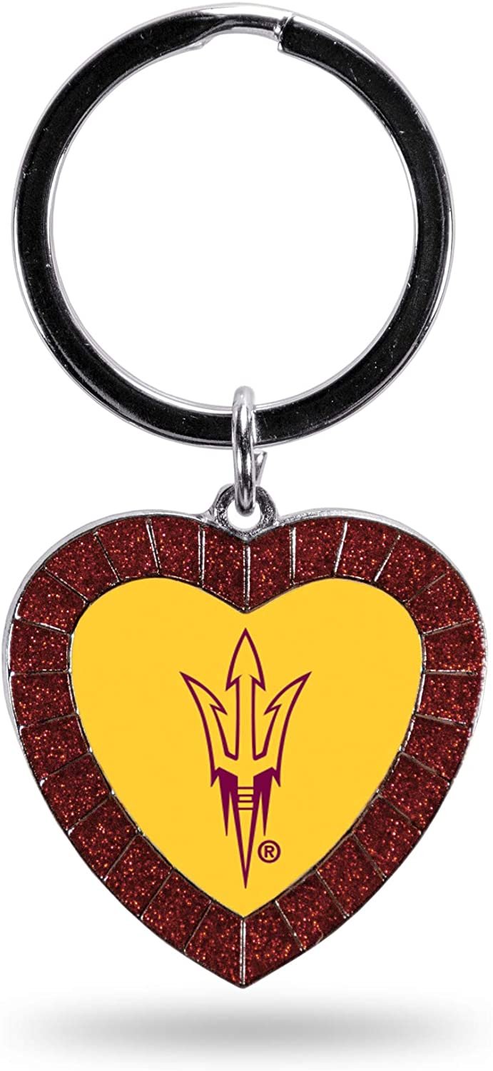 NCAA Arizona State Sun Devils NCAA Rhinestone Heart Colored Keychain, Maroon, 3-inches in length