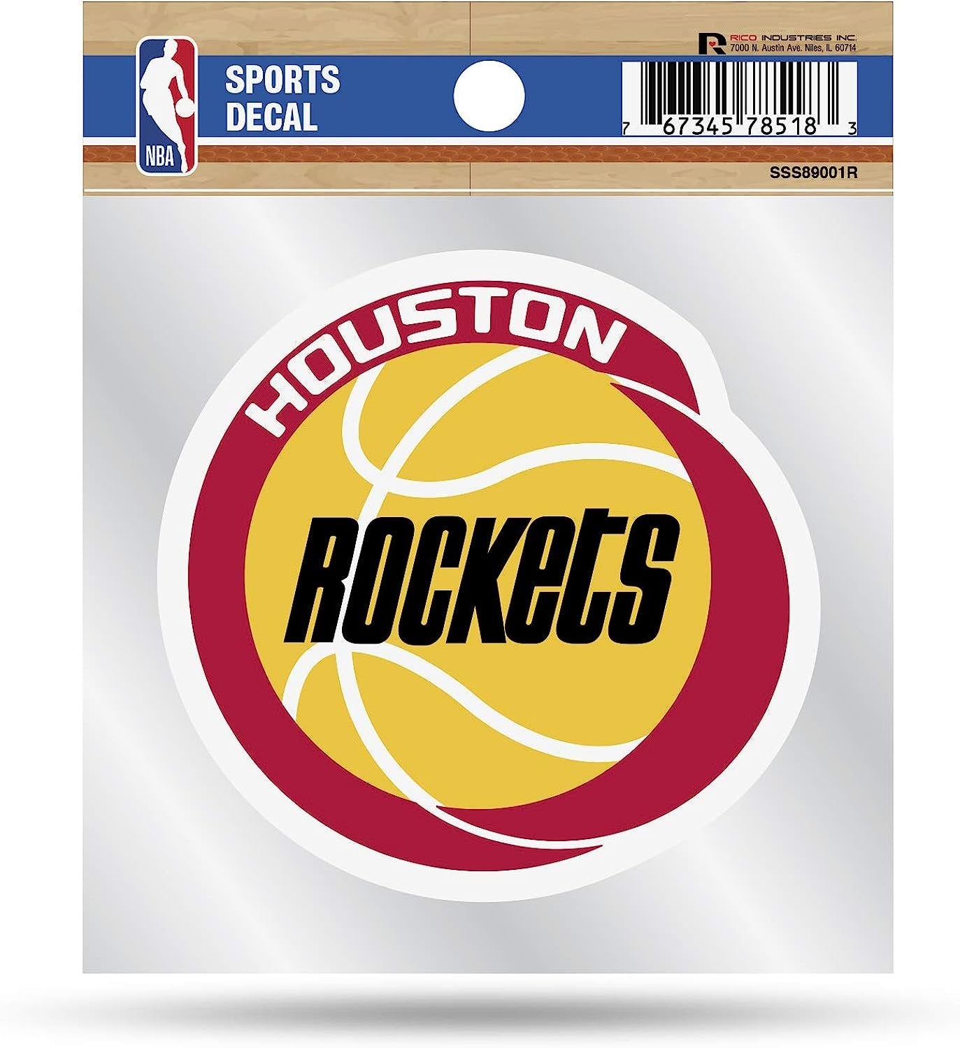 Houston Rockets 4x4 Inch Die Cut Decal Sticker, Retro Logo, Clear Backing