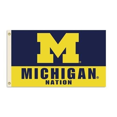 University of Michigan Wolverines Premium 3x5 Feet Flag Banner, Nation Design, Metal Grommets, Outdoor Use, Single Sided
