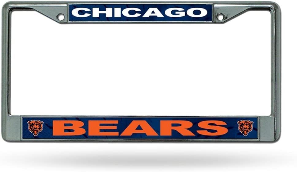 Chicago Bears Metal License Plate Frame Chrome Tag Cover 12x6 Inch