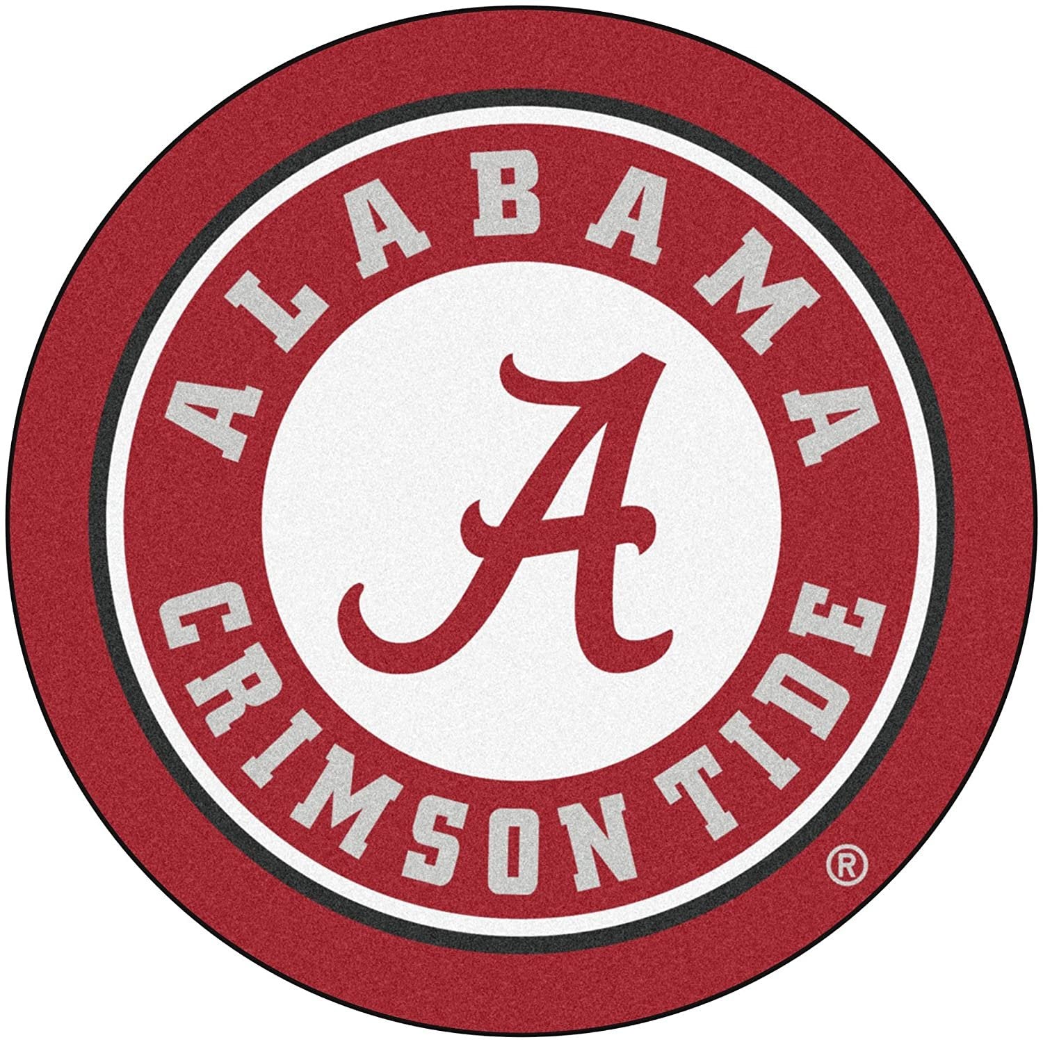 University of Alabama Crimson Tide Roundel Floor Mat Rug, 27 Inch Diameter, Anti-Skid Backing