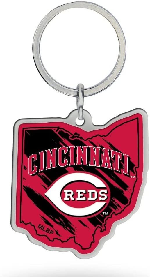 Cincinnati Reds Metal Keychain, State of Ohio Shaped