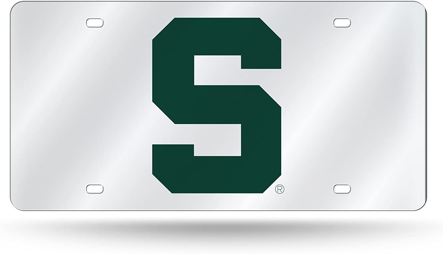 Michigan State University Spartans Premium Laser Cut Tag License Plate, Mirrored Acrylic Inlaid, 12x6 Inch