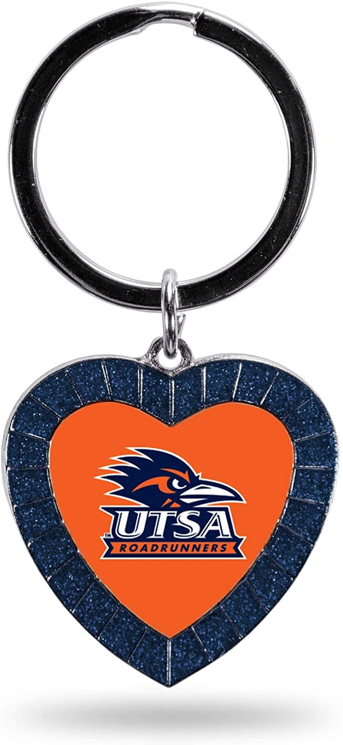 University of Texas San Antonio Roadrunners UTSA Keychain Color Rhinestone Heart