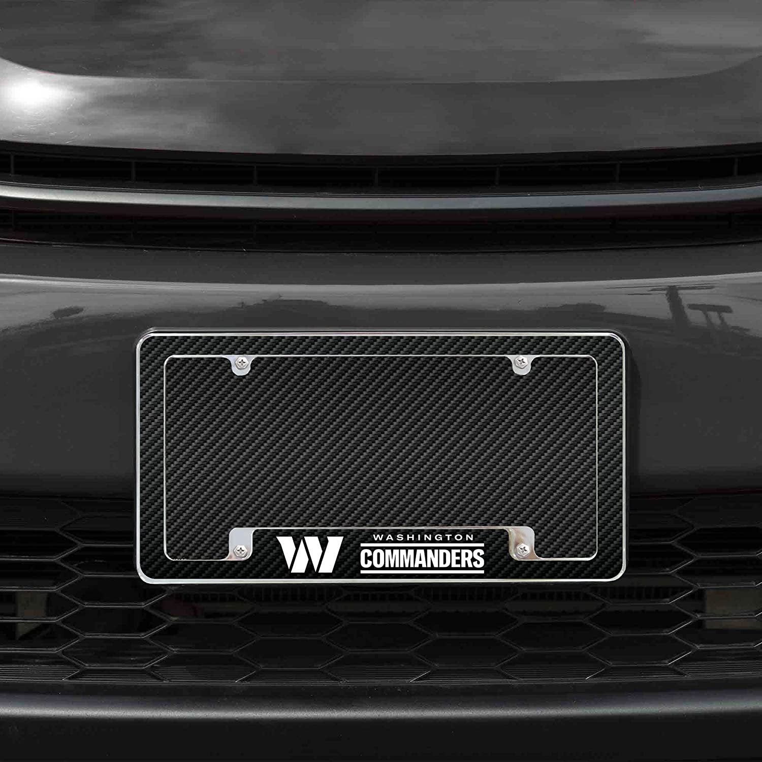Washington Commanders Metal License Plate Frame Tag Cover Carbon Fiber Design 12x6 Inch