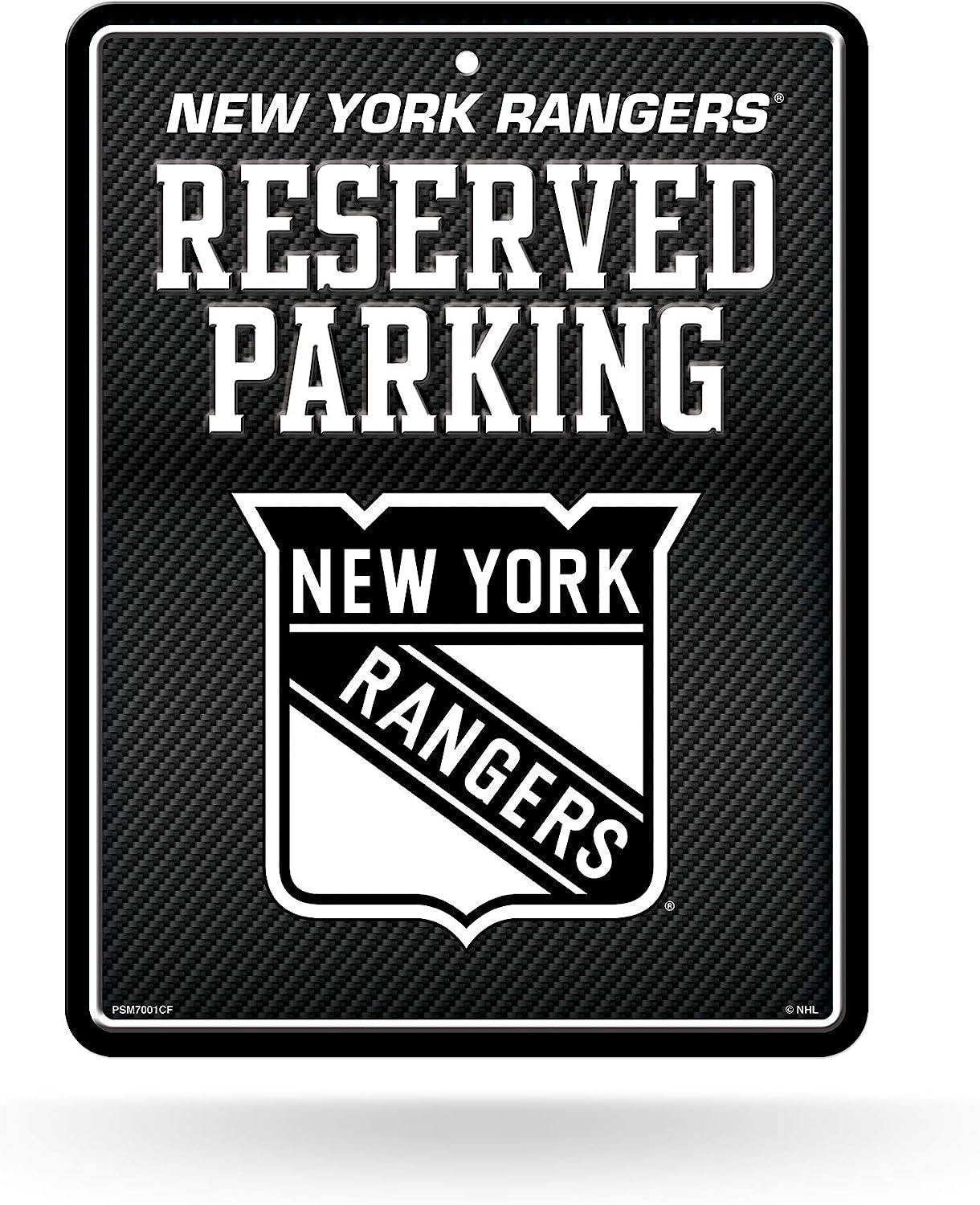 New York Rangers Metal Parking Novelty Wall Sign 8.5 x 11 Inch Carbon Fiber Design