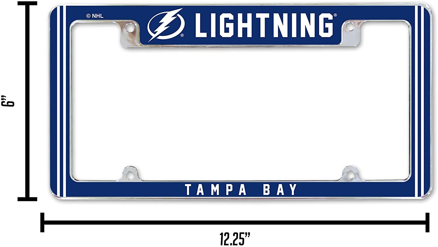 Tampa Bay Lightning Metal License Plate Frame Chrome Tag Cover Alternate Design 6x12 Inch