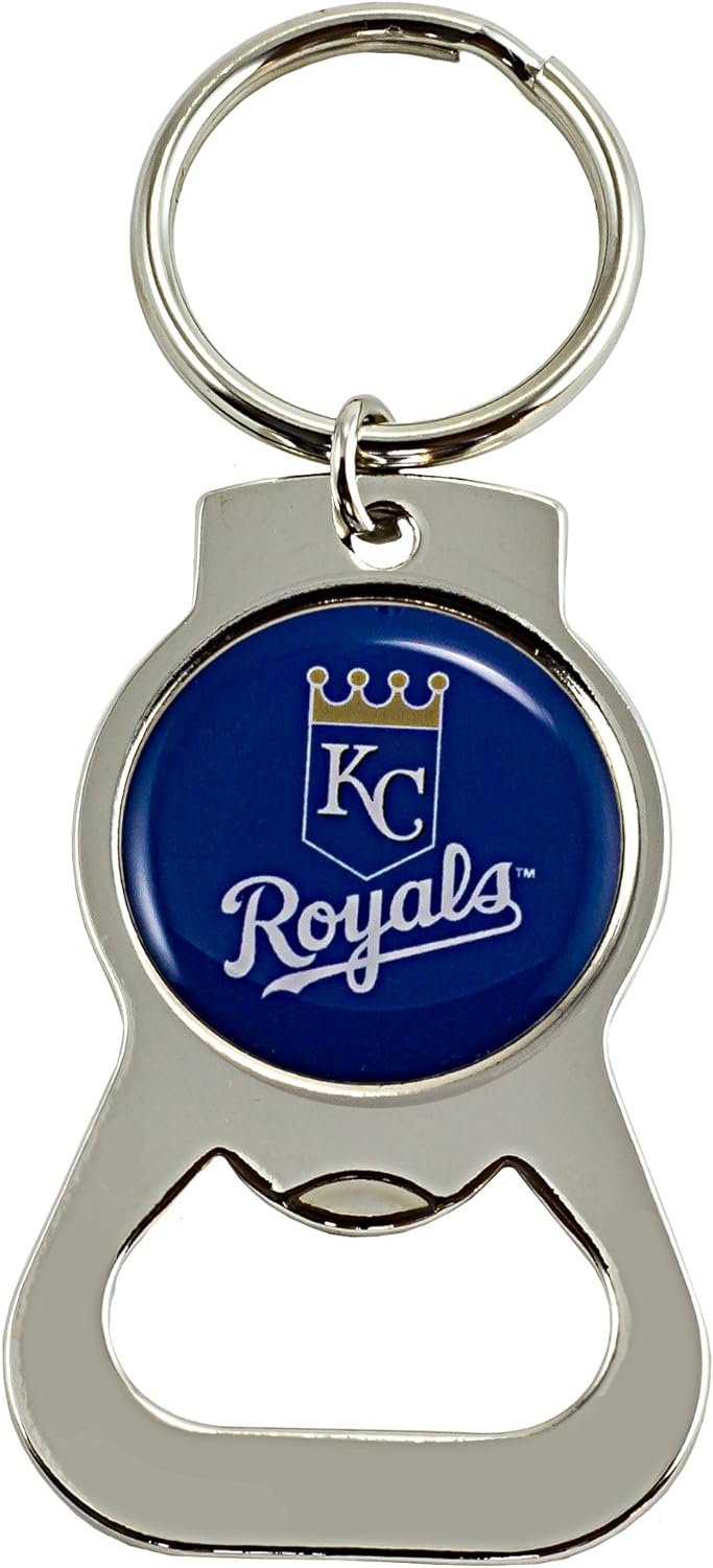 Kansas City Royals Premium Solid Metal Bottle Opener Keychain, Silver Key Ring, Team Logo