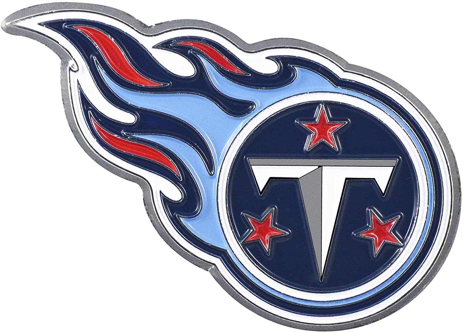 Tennessee Titans Premium Solid Metal Raised Auto Emblem, Shape Cut, Adhesive Backing