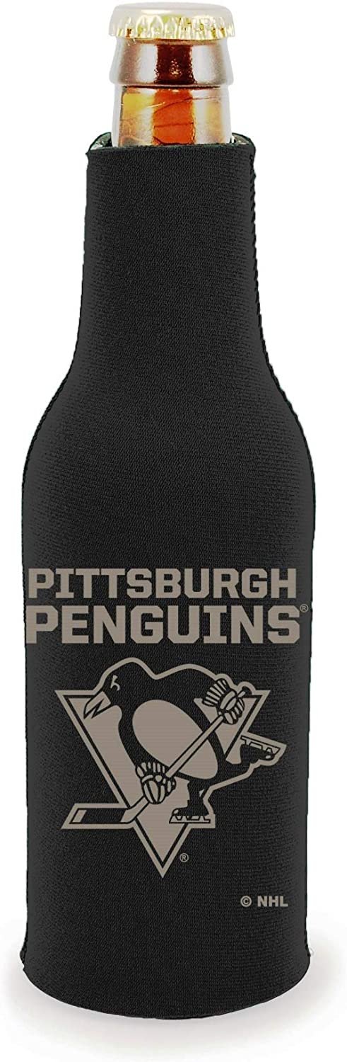 Pittsburgh Penguins 2-Pack Tonal Black Design Zipper Bottle Neoprene Beverage Insulator Holder Hockey