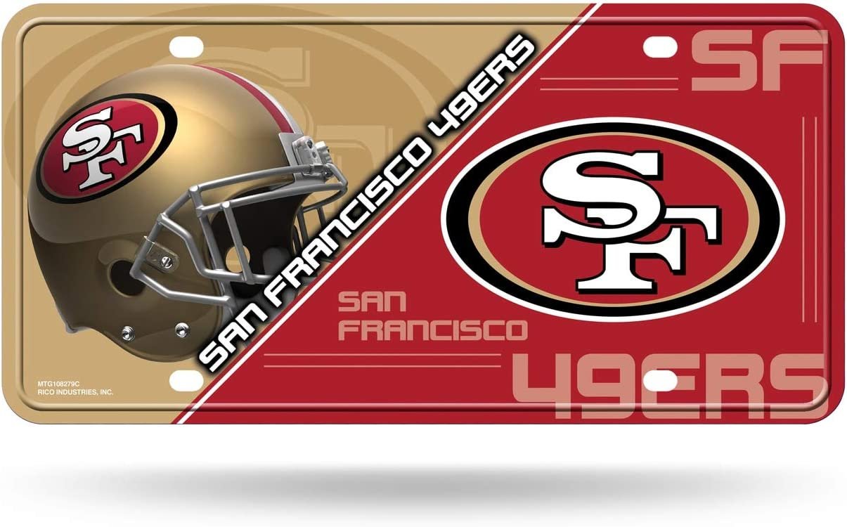 San Francisco 49ers Metal Auto Tag License Plate, Split Design, 12x6 Inch