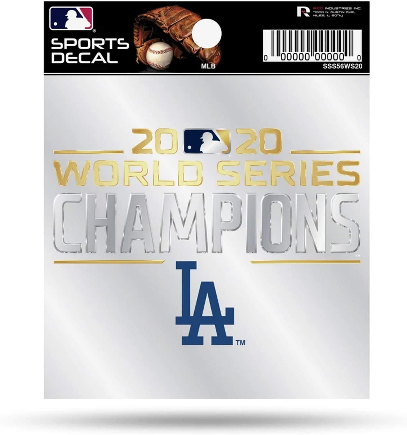 Los Angeles Dodgers 2020 World Champions 4x4 Inch Die Cut Decal Sticker, Clear Backing