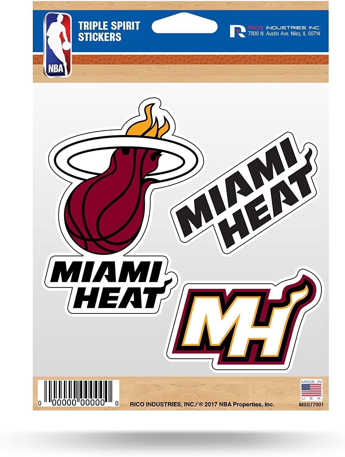Miami Heat Die Cut 3-Piece Triple Spirit Sticker Sheet