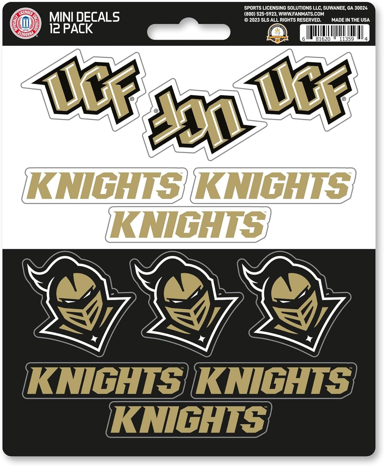 University of Central Florida UCF Knights 12-Piece Mini Decal Sticker Set, 5x6 Inch Sheet, Gift for football fans for any hard surfaces around home, automotive, personal items