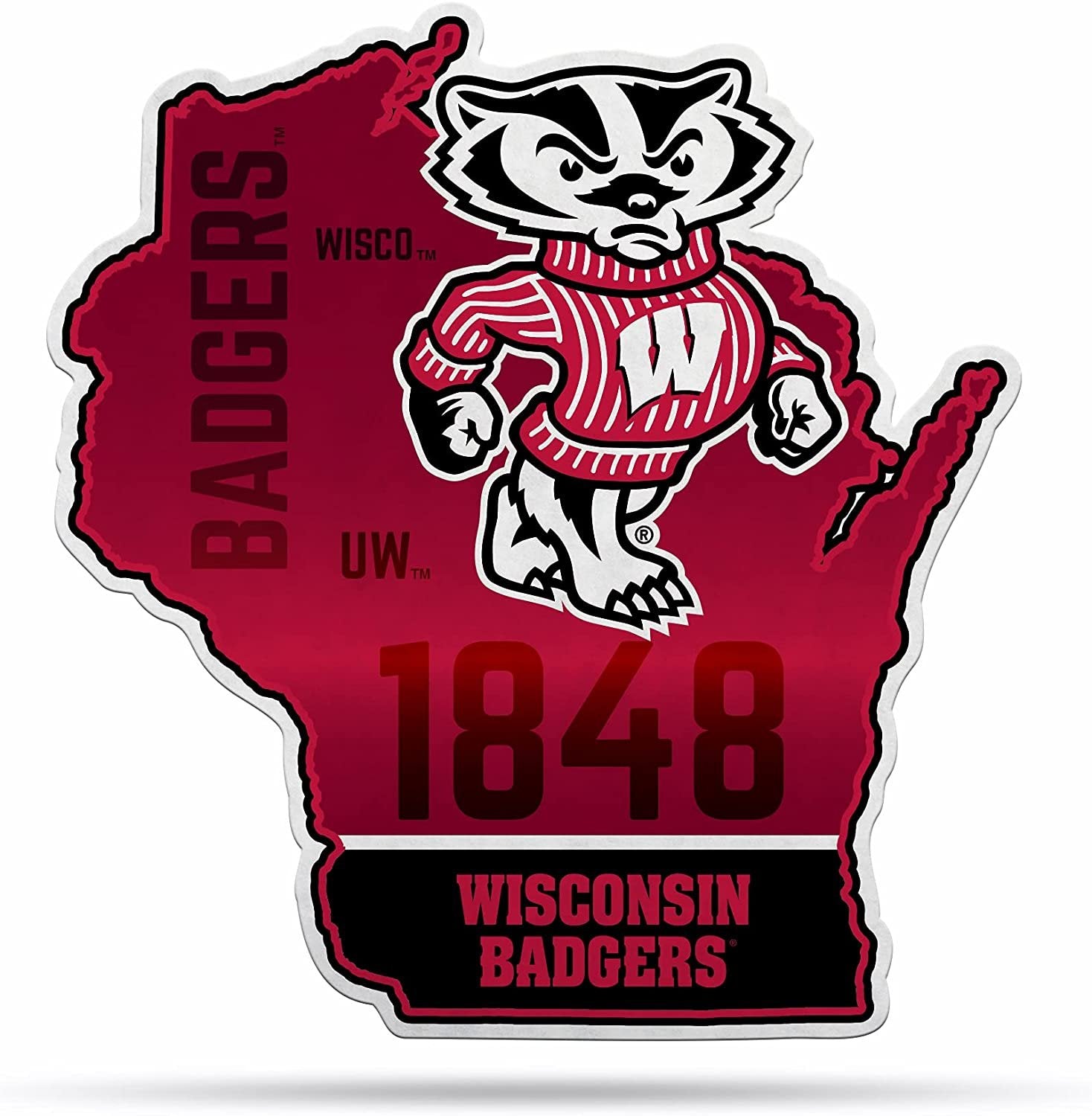 University of Wisconsin Badgers Soft Felt Pennant, State Design, Shape Cut, 18 Inch, Easy To Hang