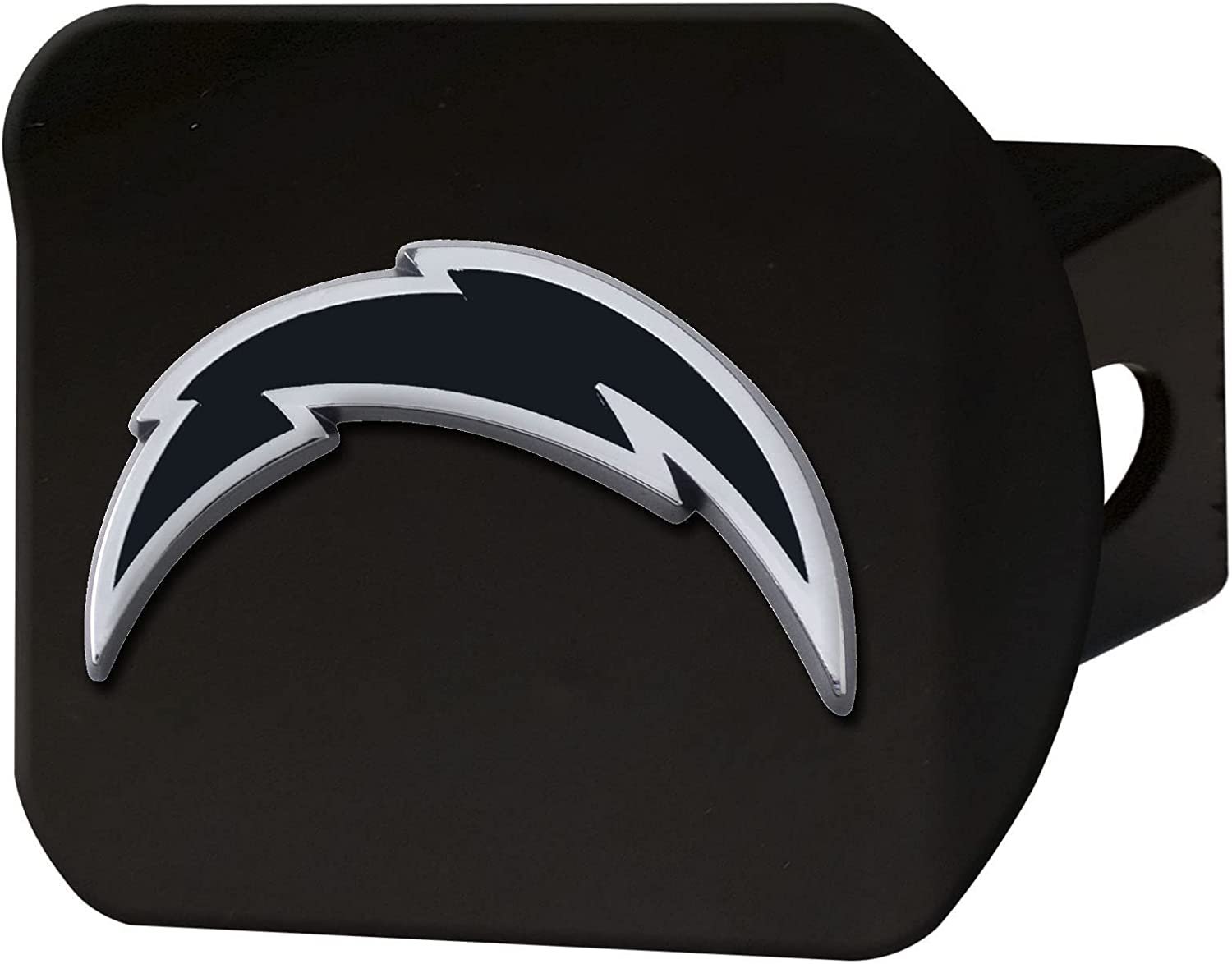Los Angeles Chargers Metal Hitch Cover, Black, 2" Square Type III Hitch Cover
