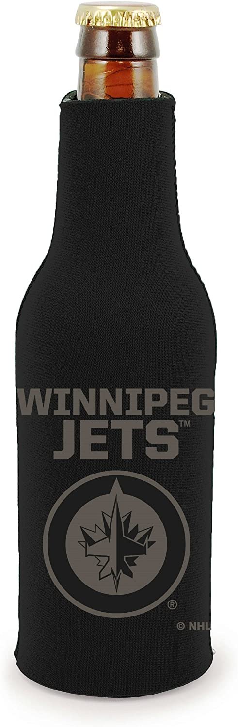 Winnipeg Jets 2-Pack Zipper Bottle Tonal Black Beverage Insulator Neoprene Holder Cooler Hockey