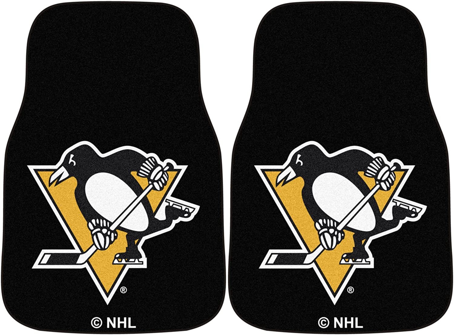 Pittsburgh Penguins Front Floor Mats, Carpet Car Set, 18x27 Inch, Nylon, Set of 2