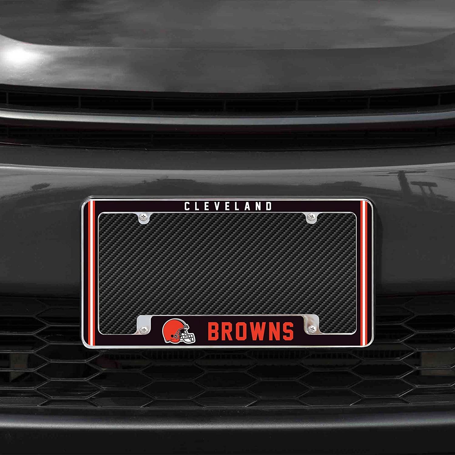 Cleveland Browns Metal License Plate Frame Chrome Tag Cover Alternate Design 6x12 Inch