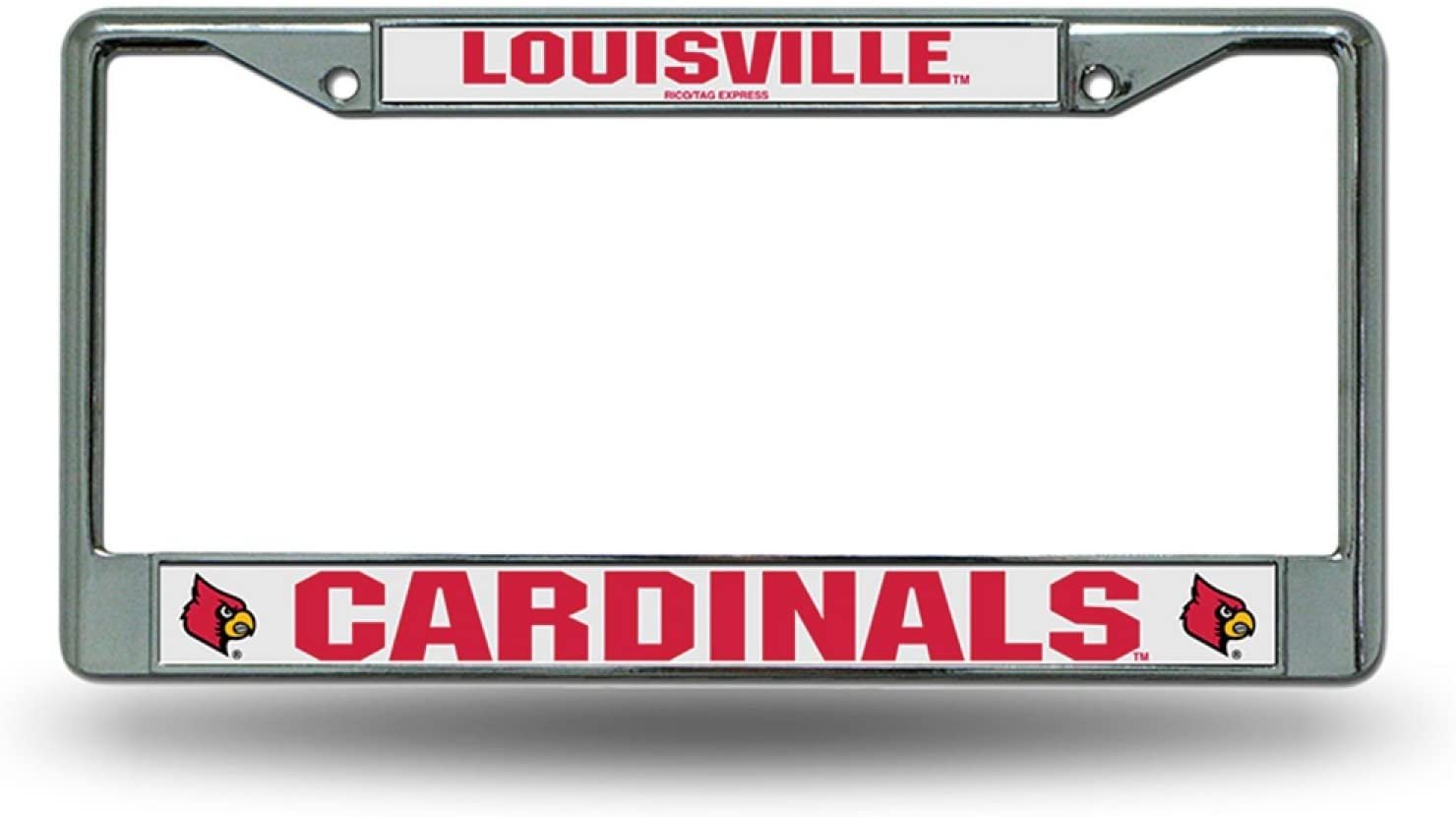 University of Louisville Cardinals Chrome Metal License Plate Frame Tag Cover, 6x12 Inch
