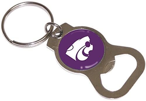 Kansas State University Wildcats Premium Solid Metal Bottle Opener Keychain, Silver Key Ring, Team Logo