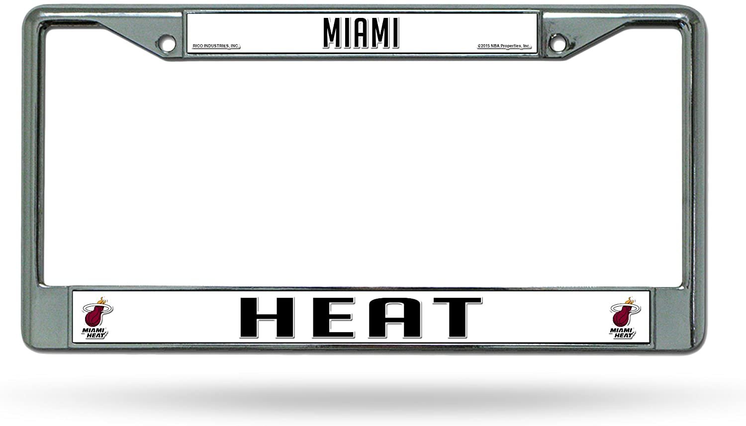 Miami Heat Metal License Plate Frame Chrome Tag Cover 6x12 Inch