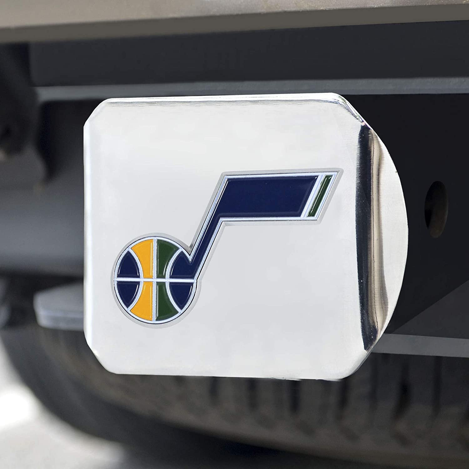 Utah Jazz Hitch Cover Solid Metal with Raised Color Metal Emblem 2" Square Type III
