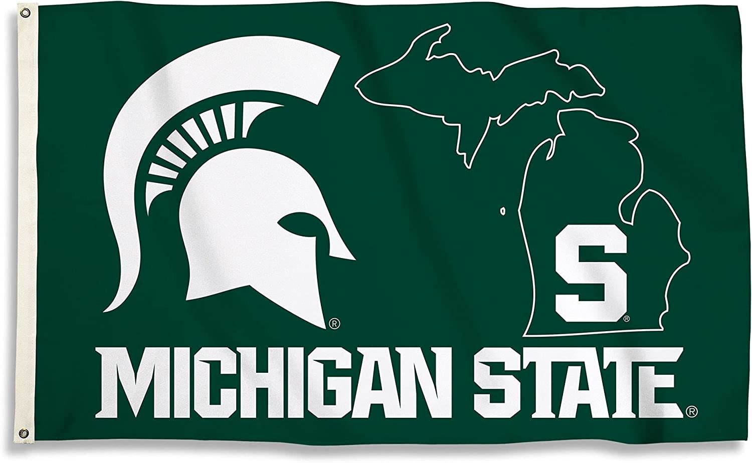 Michigan State University Spartans Premium 3x5 Feet Flag Banner, State Design, Metal Grommets, Outdoor Use, Single Sided