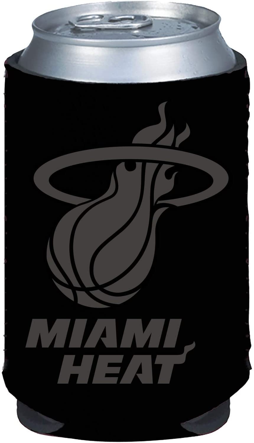 Miami Heat Tonal Black Design 2-Pack 12oz CAN Neoprene Beverage Insulator Holder Cooler Basketball