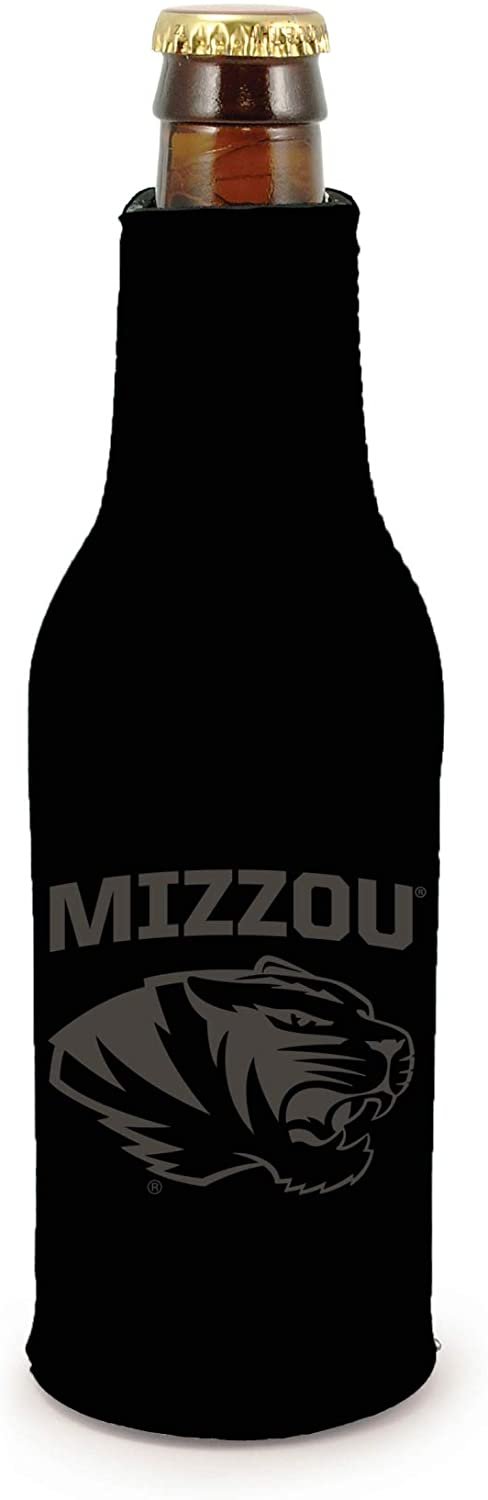Missouri Tigers 2-Pack Tonal Black Design Zipper Bottle Neoprene Beverage Insulator Holder University of