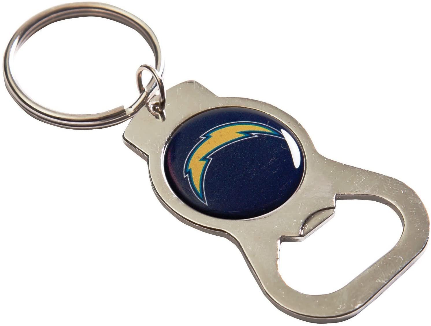 Los Angeles Chargers Premium Solid Metal Bottle Opener Keychain, Silver Key Ring, Team Logo