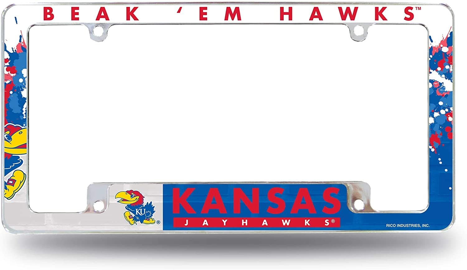 Kansas Jayhawks Metal License Plate Frame Tag Cover All Over Design University of